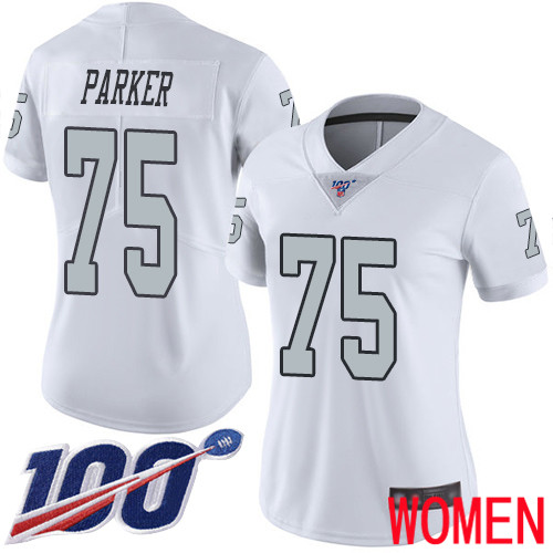 Oakland Raiders Limited White Women Brandon Parker Jersey NFL Football #75 100th Season Rush Jersey